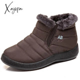 Xajzpa - Women Boots Super Warm Winter Shoes For Ankle Waterproof Snow Botas Mujer Short Black Low