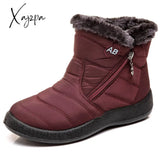 Xajzpa - Women Boots Super Warm Winter Shoes For Ankle Waterproof Snow Botas Mujer Short Black Low