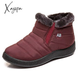 Xajzpa - Women Boots Super Warm Winter Shoes For Ankle Waterproof Snow Botas Mujer Short Black Low