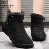 Xajzpa - Women Boots Waterproof Snow Female Plush Winter Warm Ankle Boots Shoes Casual Shoes Plus