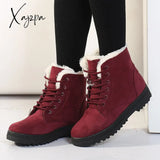 Xajzpa - Women Boots Winter Ankle For Shoes Female Snow Botas Mujer Warm Plush Woman Plus Size 44