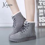 Xajzpa - Women Boots Winter Warm Snow Faux Suede Ankle For Female Shoes Botas Mujer Plush Woman