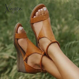 Xajzpa - Women Casual Daily Wedge Sandals Brown / 35