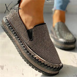 Xajzpa - Women Casual Fashion Rhinestone Slip-On Sneakers