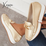 Xajzpa - Women Casual Platform Loafers Slip On Boots Flat Boat Shoes Imily Bela