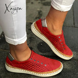 Xajzpa - Women Casual Slip On Hollow-Out Sneakers Red / 35
