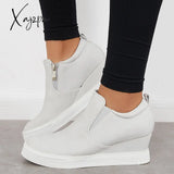 Xajzpa - Women Casual Slip On Platform Wedge Sneakers Gray / 5 Loafers