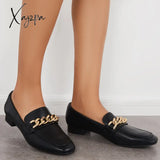 Xajzpa - Women Chain Decor Penny Loafers Casual Comfy Flat Shoes