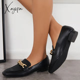 Xajzpa - Women Chain Decor Penny Loafers Casual Comfy Flat Shoes