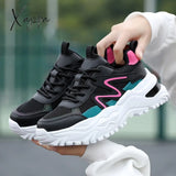 Xajzpa - Women Chunky Sneakers White Vulcanize Shoes Plus Size 35-43 Female Platform Running Ladies