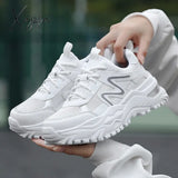 Xajzpa - Women Chunky Sneakers White Vulcanize Shoes Plus Size 35-43 Female Platform Running Ladies