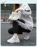 Xajzpa - Women Chunky Sneakers White Vulcanize Shoes Plus Size 35-43 Female Platform Running Ladies