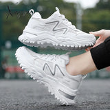 Xajzpa - Women Chunky Sneakers White Vulcanize Shoes Plus Size 35-43 Female Platform Running Ladies