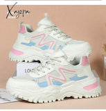 Xajzpa - Women Chunky Sneakers White Vulcanize Shoes Plus Size 35-43 Female Platform Running Ladies