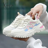 Xajzpa - Women Chunky Sneakers White Vulcanize Shoes Plus Size 35-43 Female Platform Running Ladies