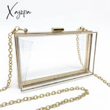 Xajzpa - Women Clear Purse Acrylic Clear Clutch Bag, Shoulder Handbag With Removable Gold Chain Strap Transparent Clutch Bag