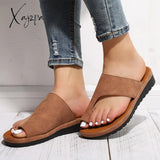 Xajzpa - Women Comfy Plain Shoes Flat Platform Ladies Casual Big Toe Foot Correction Sandals