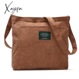 Xajzpa - Women Corduroy Shoulder Bag Quality Canvas Crossbody Bags Simple Cloth Fabric Handbag Tote