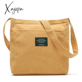 Xajzpa - Women Corduroy Shoulder Bag Quality Canvas Crossbody Bags Simple Cloth Fabric Handbag Tote