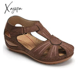 Xajzpa - Women Cover Heel Wedges Sandals Female Round Toe Soft Bottom Shoes Summer Lady Comfortable