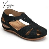 Xajzpa - Women Cover Heel Wedges Sandals Female Round Toe Soft Bottom Shoes Summer Lady Comfortable