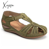 Xajzpa - Women Cover Heel Wedges Sandals Female Round Toe Soft Bottom Shoes Summer Lady Comfortable