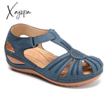 Xajzpa - Women Cover Heel Wedges Sandals Female Round Toe Soft Bottom Shoes Summer Lady Comfortable