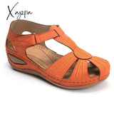 Xajzpa - Women Cover Heel Wedges Sandals Female Round Toe Soft Bottom Shoes Summer Lady Comfortable