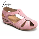 Xajzpa - Women Cover Heel Wedges Sandals Female Round Toe Soft Bottom Shoes Summer Lady Comfortable