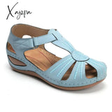 Xajzpa - Women Cover Heel Wedges Sandals Female Round Toe Soft Bottom Shoes Summer Lady Comfortable