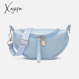 Xajzpa - Women Crocodile Pattern Crescent Shoulder Bag Minimalist Solid Color Crossbody Bags