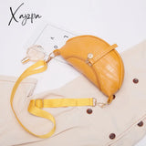 Xajzpa - Women Crocodile Pattern Crescent Shoulder Bag Minimalist Solid Color Crossbody Bags