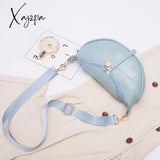 Xajzpa - Women Crocodile Pattern Crescent Shoulder Bag Minimalist Solid Color Crossbody Bag