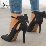 Xajzpa - Women Cute Bowknot High Heels Black / 4