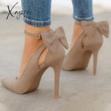 Xajzpa - Women Cute Bowknot High Heels Khaki / 4