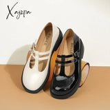 Xajzpa - Women Cutout Leather Retro Mary Janes