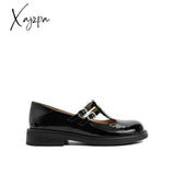 Xajzpa - Women Cutout Leather Retro Mary Janes Black / Eu 34 | Us 4