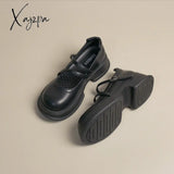 Xajzpa - Women Daily Home Vacation Casual Sweet Round Toe Flat Mary Janes Black / Eu 35 | Us 5