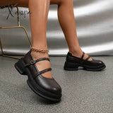 Xajzpa - Women Daily Home Vacation Casual Sweet Round Toe Flat Mary Janes Brown / Eu 35 | Us 5
