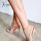 Xajzpa - Women Elegant Heels Party Adjustable Buckle Stiletto Sandals Light Pink / 5