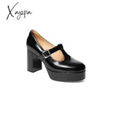 Xajzpa - Women Elegant Leather Mary Janes Black / Eu 33 | Us 3