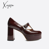 Xajzpa - Women Elegant Leather Mary Janes Red / Eu 33 | Us 3