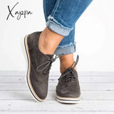 Xajzpa - Women Elegant Loafers Classic Lace Up Perforated Oxfords Shoes Imily Bela Dark Grey / 5