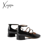 Xajzpa - Women Elegant Solid Color Leather Ornament Mary Janes