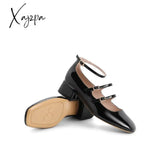 Xajzpa - Women Elegant Solid Color Leather Ornament Mary Janes