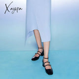 Xajzpa - Women Elegant Solid Color Leather Ornament Mary Janes