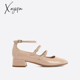 Xajzpa - Women Elegant Solid Color Leather Ornament Mary Janes Pink / Eu 34 | Us 4