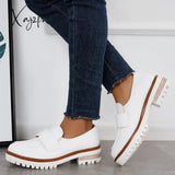 Xajzpa - Women Fashion Loafers Classic Platform Penny Slip On Working Shoes