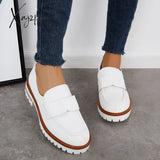 Xajzpa - Women Fashion Loafers Classic Platform Penny Slip On Working Shoes