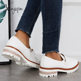Xajzpa - Women Fashion Loafers Classic Platform Penny Slip On Working Shoes